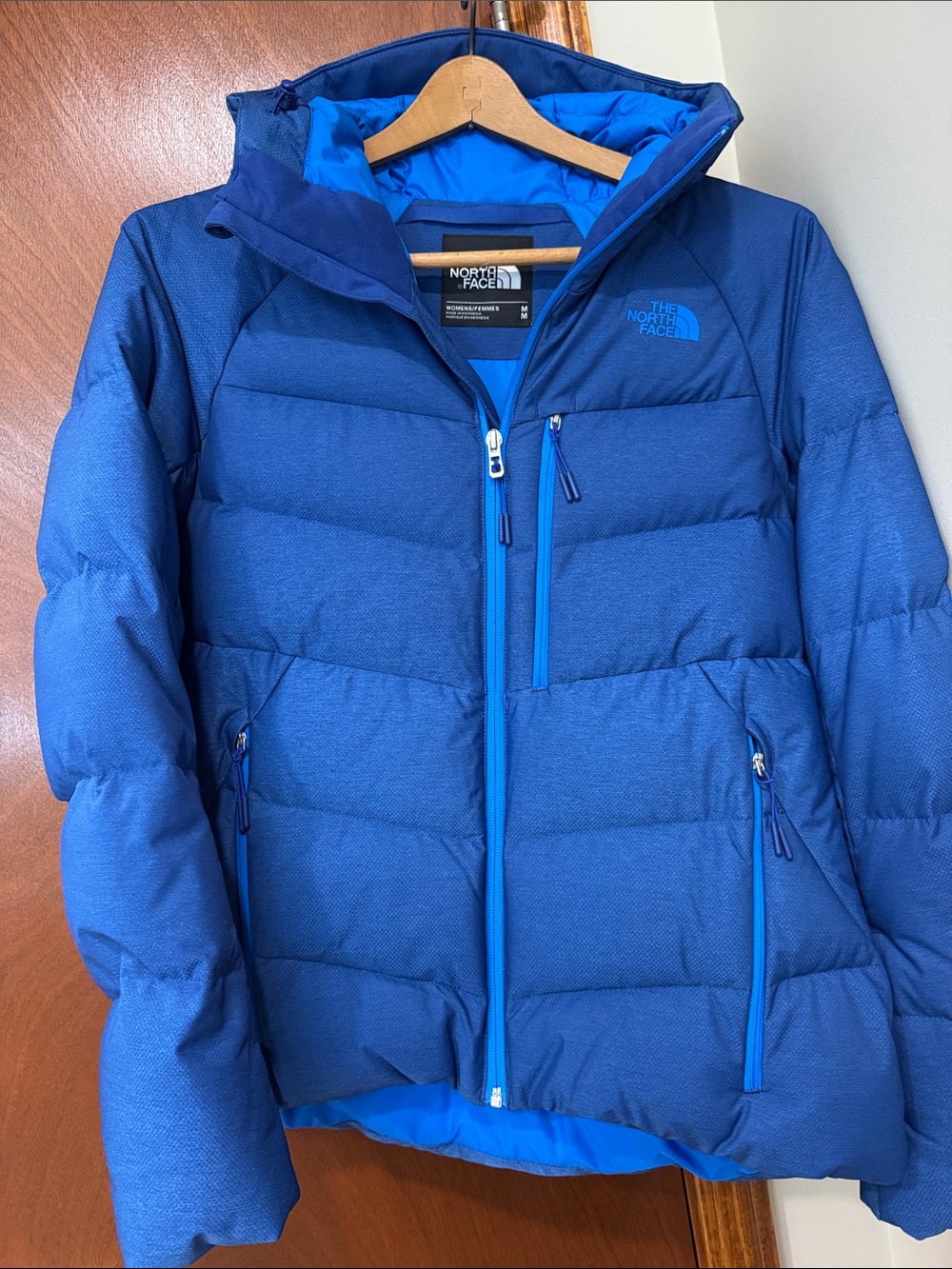 The North Face Blue Hooded Puffer Ski Jacket